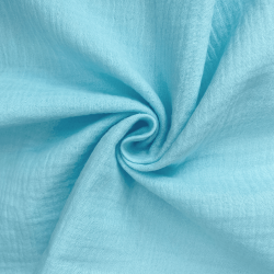 Ткань Муслин Жатый, цвет Небесно-голубой (на отрез)  в Нижнем Тагиле
