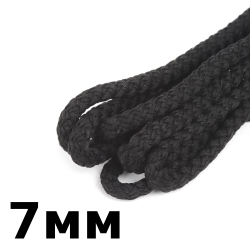 Шнур с сердечником 7мм, цвет Чёрный (плетено-вязанный, плотный)  в Нижнем Тагиле